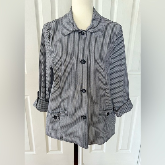 Jacket basic editions blazer woman size medium new condition stripes - Picture 1 of 5